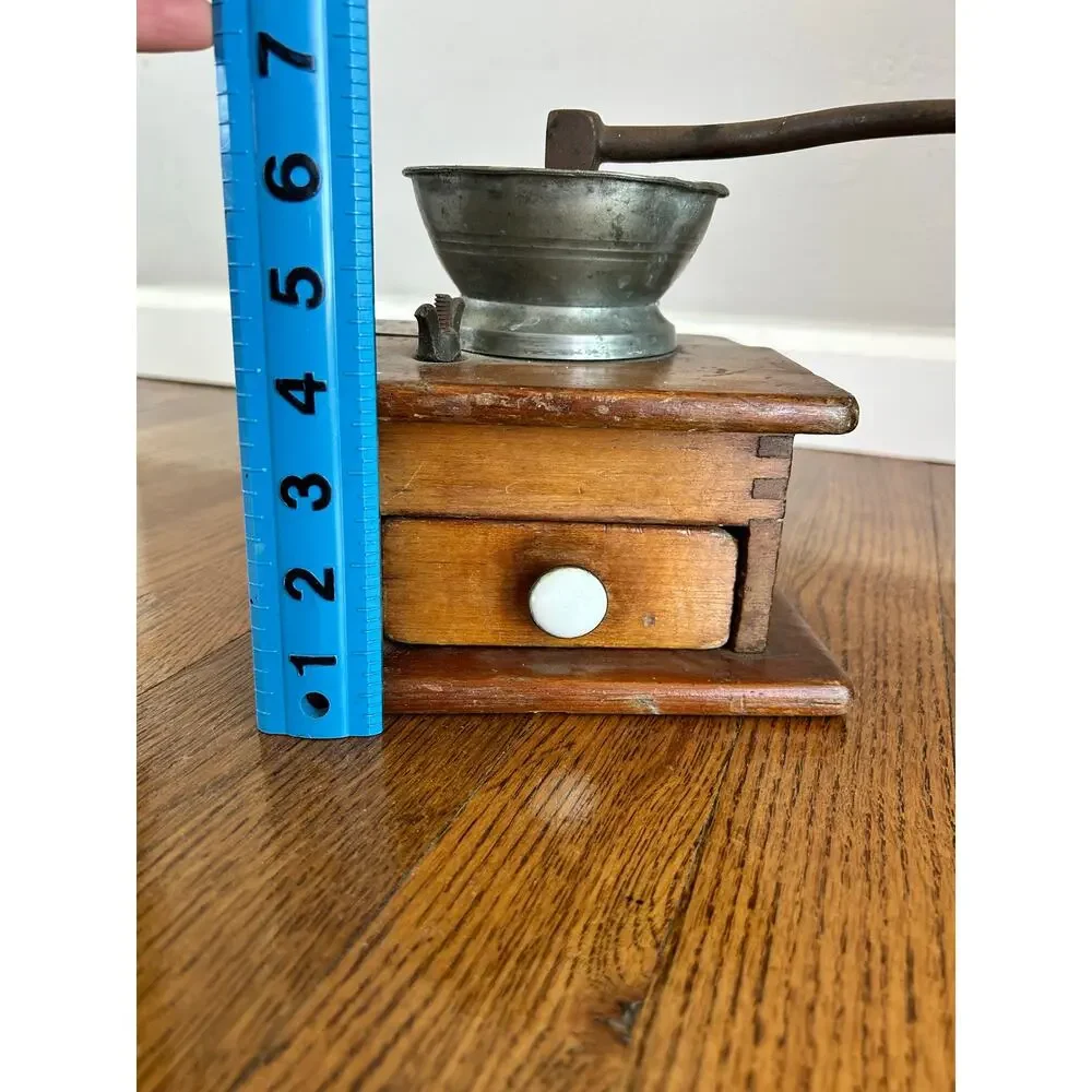 Antique Wood Dovetailed Box Coffee Grinder Mill